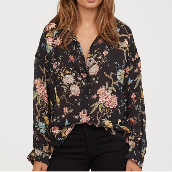 H&M Tops - GP & J Baker for H&M floral chiffon blouse sz 4